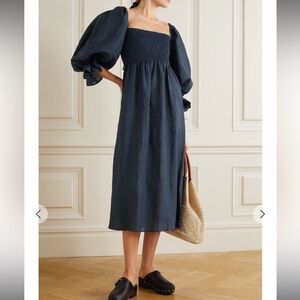Sleeper Navy Linen Dress- WORN ONCE!